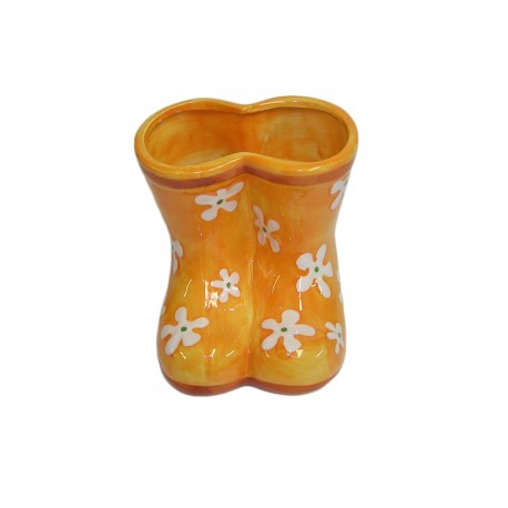 Vase céramique orange forme de botte