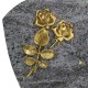 Plaque mortuaire en granit mass blue sur pieds bronze roses