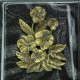 Plaque funéraire en résine noir avec paillette argent bronze fleurs