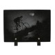 Plaque funéraire en granit noir sur pieds gravure laser cycliste 